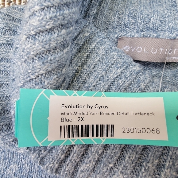 EVOLUTION BY CYRUS Madi Marled Yarn Braided Detail Turtleneck Sweater Size 2X - Picture 3 of 13